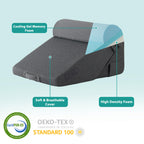 Bedluxe 3Pcs Orthopedic Bed Wedge Pillow Set, Foam Wedge Pillow Post Surgery for Back, Leg and Knee Support, Adjustable 9&12 Inch Folding Triangle Pillow for Sleeping, Acid Reflux, Snoring, Dark Grey