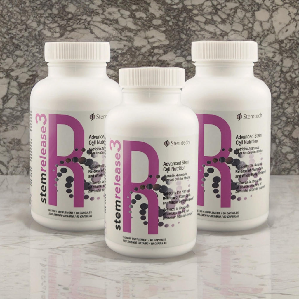 Stemtech Stemrelease3™ Cutting-Edge Stem Cell Nutrition for Natural Renewal and Youthful Vitality, Exclusive Blend for Enhanced Telomere Health 60 Capsules (3 Pack)