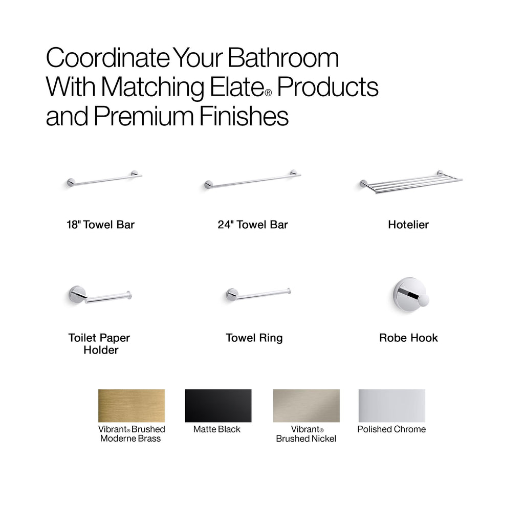 KOHLER K-27292-2MB Elate Toilet Paper Roll Holder, Minimalist Design, Premium Durable Metal, Corrosion Resistant, Vibrant Brushed Moderne Brass
