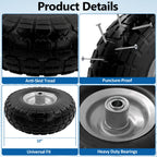OEBYZWSL 10" 4.10/3.50-4 Flat Free Tire & Wheel, 5/8" Bearings, 2-Pack
