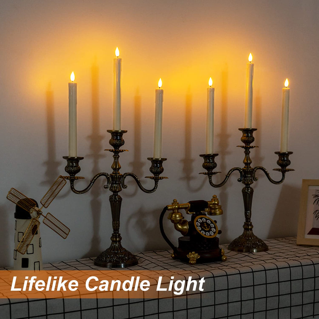 Homemory 24 Pcs Flameless Taper Candles with Remote, Timer, Plastic Battery Operated CandleSticks, Ivory Led Window Candles with Flickering Light, 9.6 Inches for Christmas Home Wedding Decor