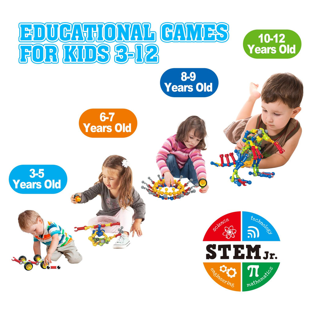 Huaker Stem Building Toys for 3 4 5 6 7 8 Year Old Boys Girls Kids,125 Pieces Building Blocks Educational Learning Toys with Large Storage Box,Ideal Christmas Birthday Gifts