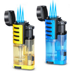 Zoocura Torch Lighter 2 Pack Triple Jet Flame Butane Torch Lighters Refillable Butane Gas Lighters Windproof Adjustable 3 Flame Lighter for Christmas (Without Gas)