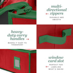 Premium Wrapping Paper Organizer Storage | Gift Wrap Holder With Extra Pockets for Christmas Decorations, Reinforced Handles, Heavy Duty, Ultra-Durable, Tear-Proof Fabric - Fits Up to 27 Rolls (Red)