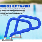 Pool Handrail Covers with Zippers 4 6 8 10 Ft Inground Swimming Pools Hand Rail Cover, Anti-Slip Cool Touch Heat Resistant, Blue, Non Slip Swim Pool Railing Ladder Stair Handle Grip (4 Feet 2 Pcs)