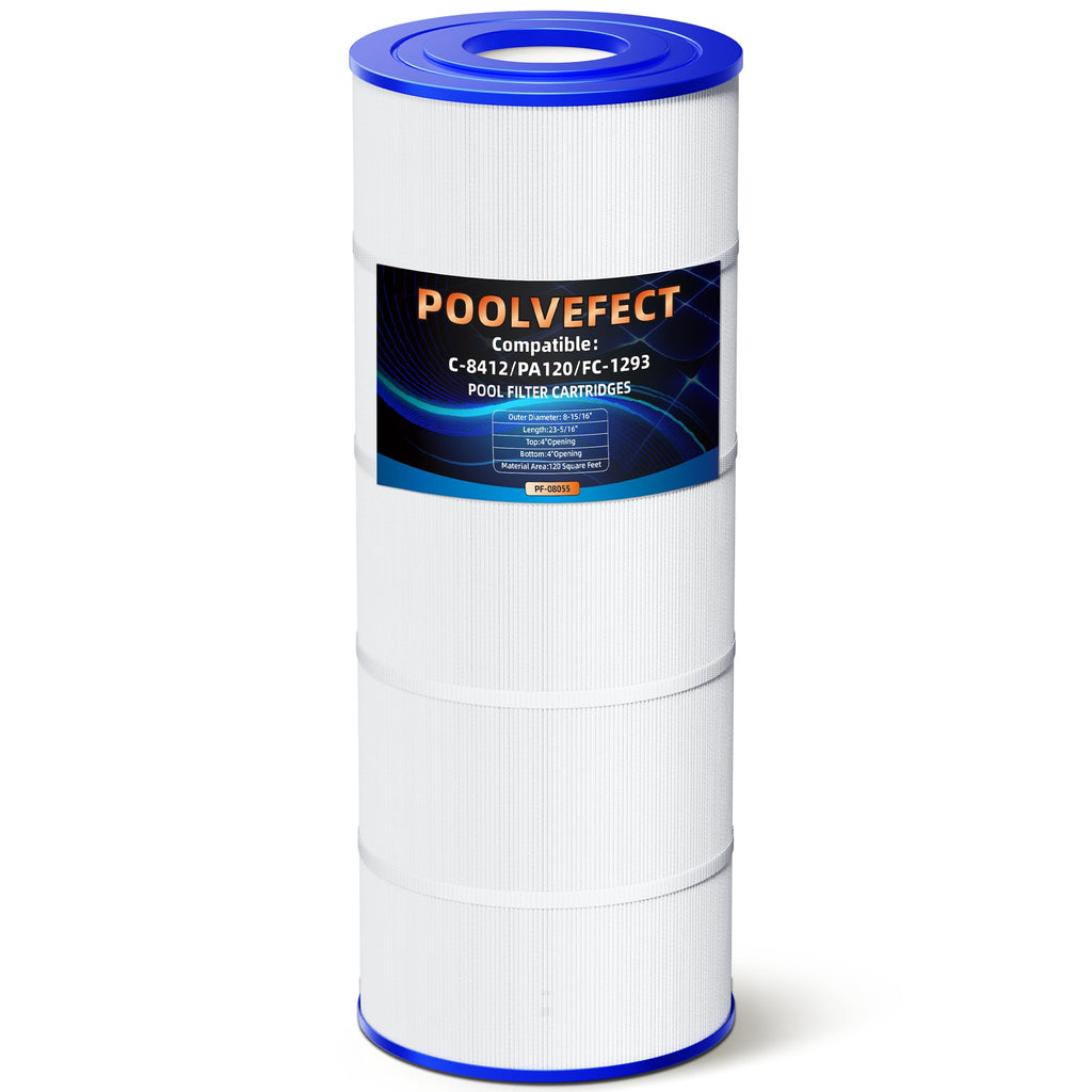 POOLVEFECT Pool Filter Cartridge Replacement Compatible with Hayward C1200 CX1200RE,Pleatco PA120, Unicel C-8412, Filbur FC-1293, Ultra-B2, Clearwater II 125, 120 Sq.Ft, 23-5/16"x8-15/16, 1 Pack