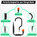 Etoolia Heavy Duty 16 Pack 4.5 Inches Garage Utility Hooks for Bike Storage, 5.7 Inches Wall Mount Screw Ceiling Hooks - Hanger for organizing Bikes, Ladder, Extension and Power Tools