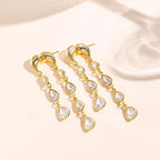 14K Gold Plated Leaf Dangle Earrings for Women Statement, Dainty Hypoallergenic CZ Drop Dangly Earrings Trendy, Simple Long Dangly Jewelry