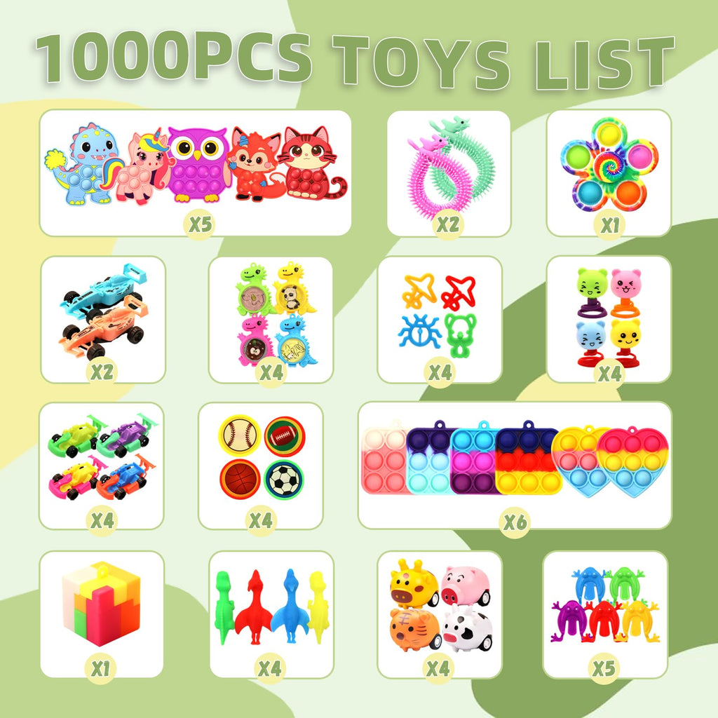 Kopiry 1000Pcs Kids Party Favors Bulk Fidget Toys for Goodie Bags Pinata Fillers, Treasure Box Toys for Classroom Prizes, Carnival Birthday Stocking Stuffers, Prize Box Toys for Boys Girls