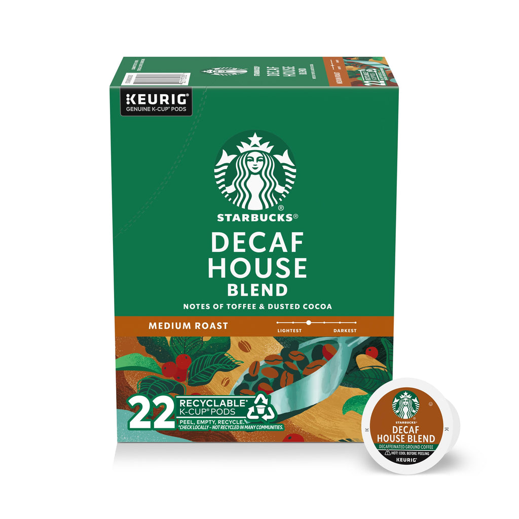Starbucks K-Cup Coffee Pods, Decaf House Blend Medium Roast, 22 Count