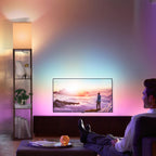 Gupuzm Floor Lamp with Shelves, with Modern Square Standing Lamp with Smart APP Control RGB Bulb, Corner Display Bookshelf Lamp for Living Room, Bedroom and Office(brown-9RGB)