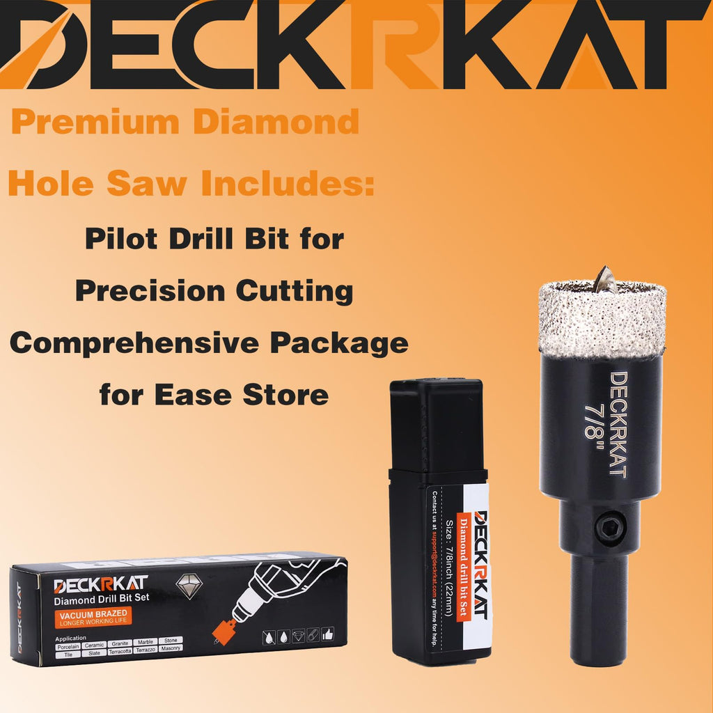 7/8 Inch Diamond Hole-Saw Bits with Pilot Drill Bit - 2pc 7/8" Diamond Tipped Tile Hole Saws with Guiding Bit Accurate Drilling for Porcelain Tile Ceramic Pottery Granite Stone Glass Bottles 22mm