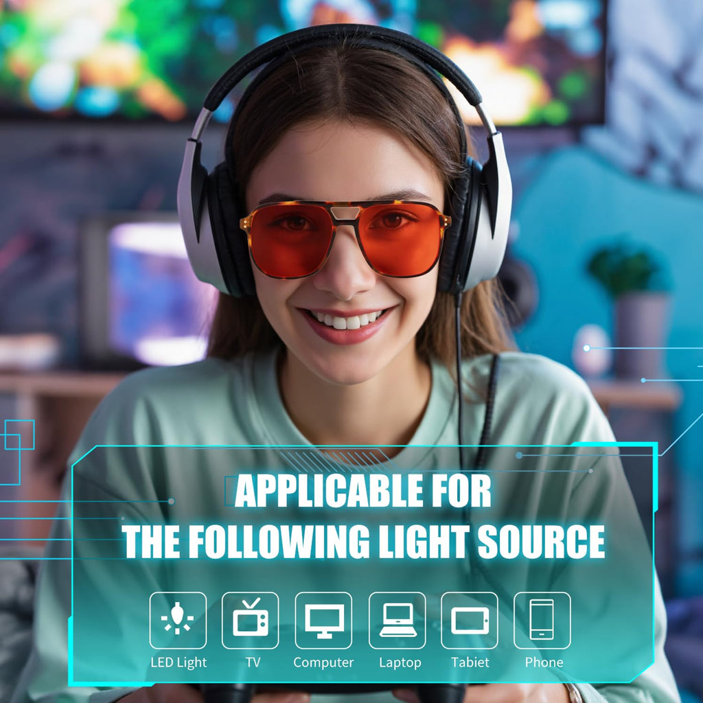 FEISEDY Sleep Blue Light Blocking Glasses for for Woman Men 99.9% Anti Blue Light Computer Gaming Red Lens Eyeglasses Reduce Eyestrain G2835