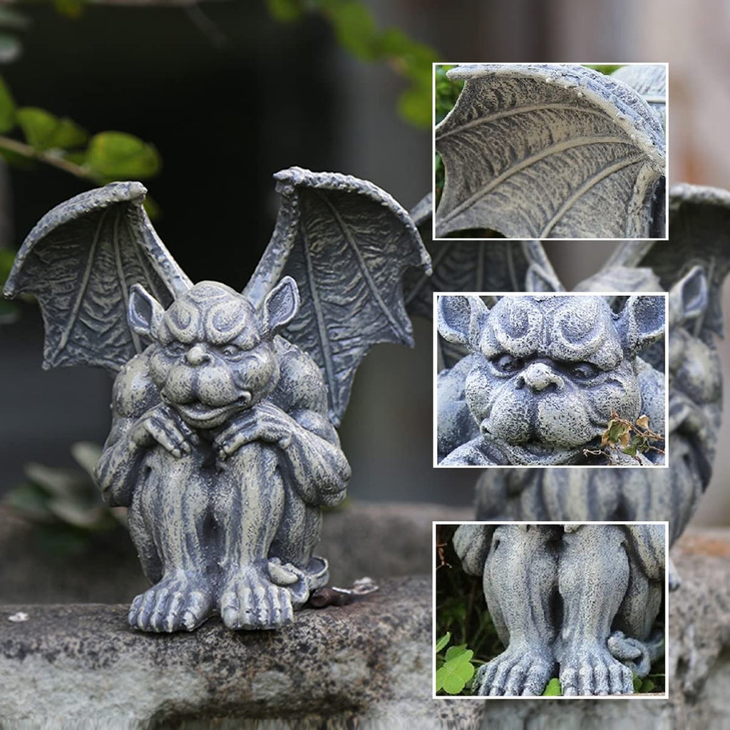 OwMell Gargoyle Sitting Statue Garden Guardian Sculpture Figurine 7 Inch