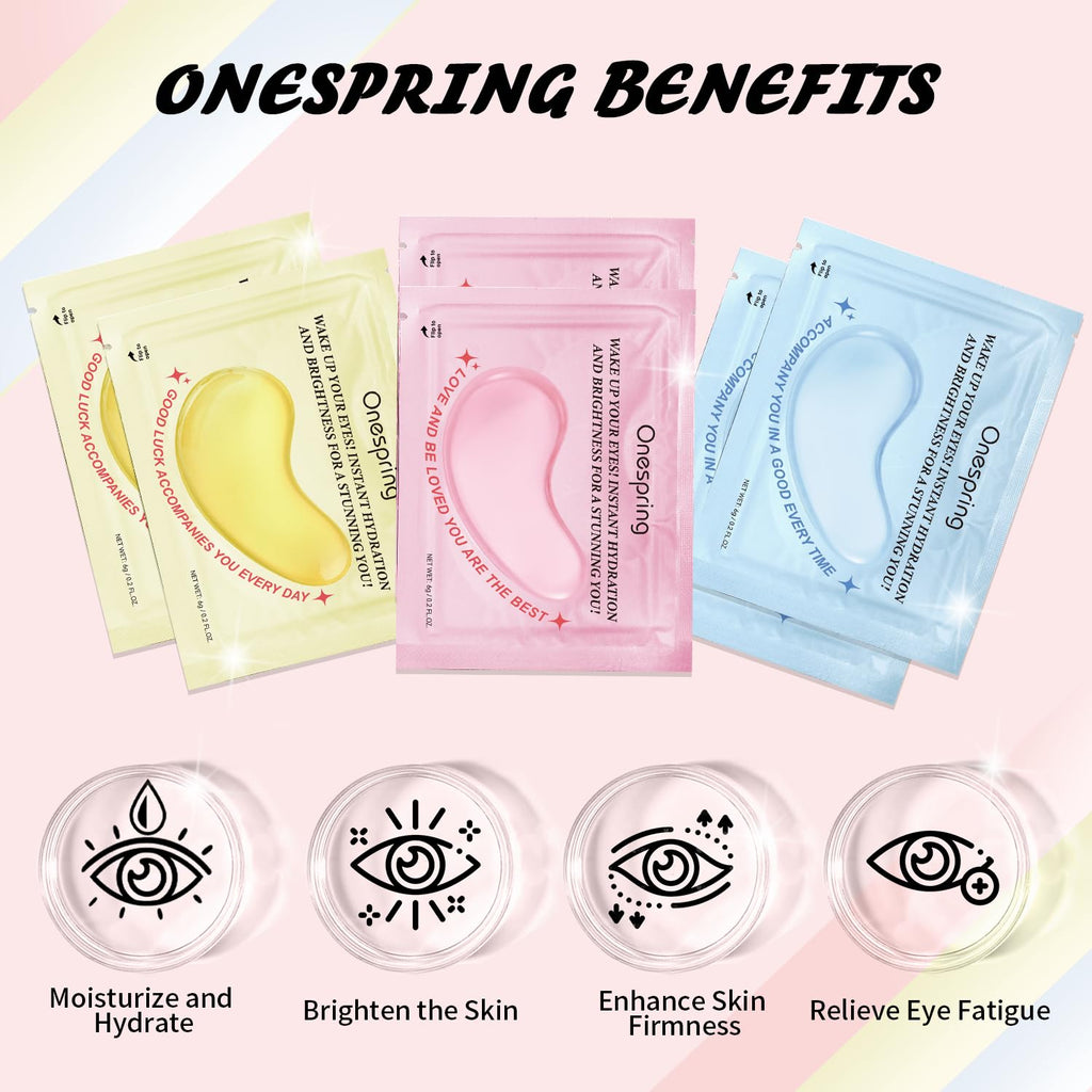 Onespring Eye Masks (24 Pairs) - Gifts for Her - Caffeine, 24K Gold and Retinol Under Eye Patches for Puffy Eyes, Dark Circles & Fine Lines, Bachelorette Party Favors, Birthday, Easter Basket Stuffers