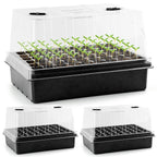 3-Pack Seed Starter Trays with 5" Tall Humidity Domes & 54-Cell Deep Trays