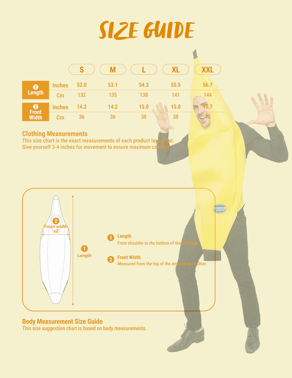 Spooktacular Creations Appealing Banana Costume Adult, Halloween Banana Outfit Suit for Men Halloween Dress Up Parties and Roleplay Cosplay (Medium)