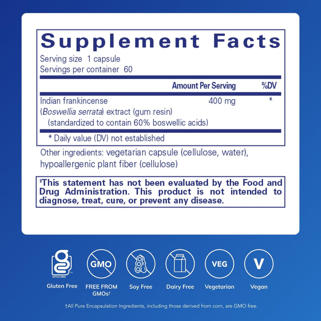 Pure Encapsulations Boswellia Supplement - for Joint Health, GI & Connective Tissue - Supports Healthy Joints & Digestive Health* - Non-GMO & Vegan - 60 Capsules