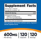 Nutricost Ashwagandha Herbal Supplement 600mg, 120 Capsules - Vegetarian, Non-GMO, Gluten Free, Ashwagandha Root