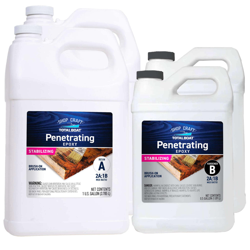 TotalBoat Clear Penetrating Epoxy Wood Sealer Stabilizer for Rot Repair and Restoration (3-Gallon, Traditional)