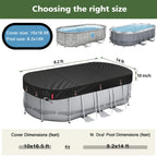 QH.HOME 8.2X14 ft Oval Pool Cover,Solar Cover for Above Ground Pools - Black Oxford Fabric Heats Water, Blocks Leaves & Sun, Windproof Snug Fit with Patented Ratchet & Weight Rings