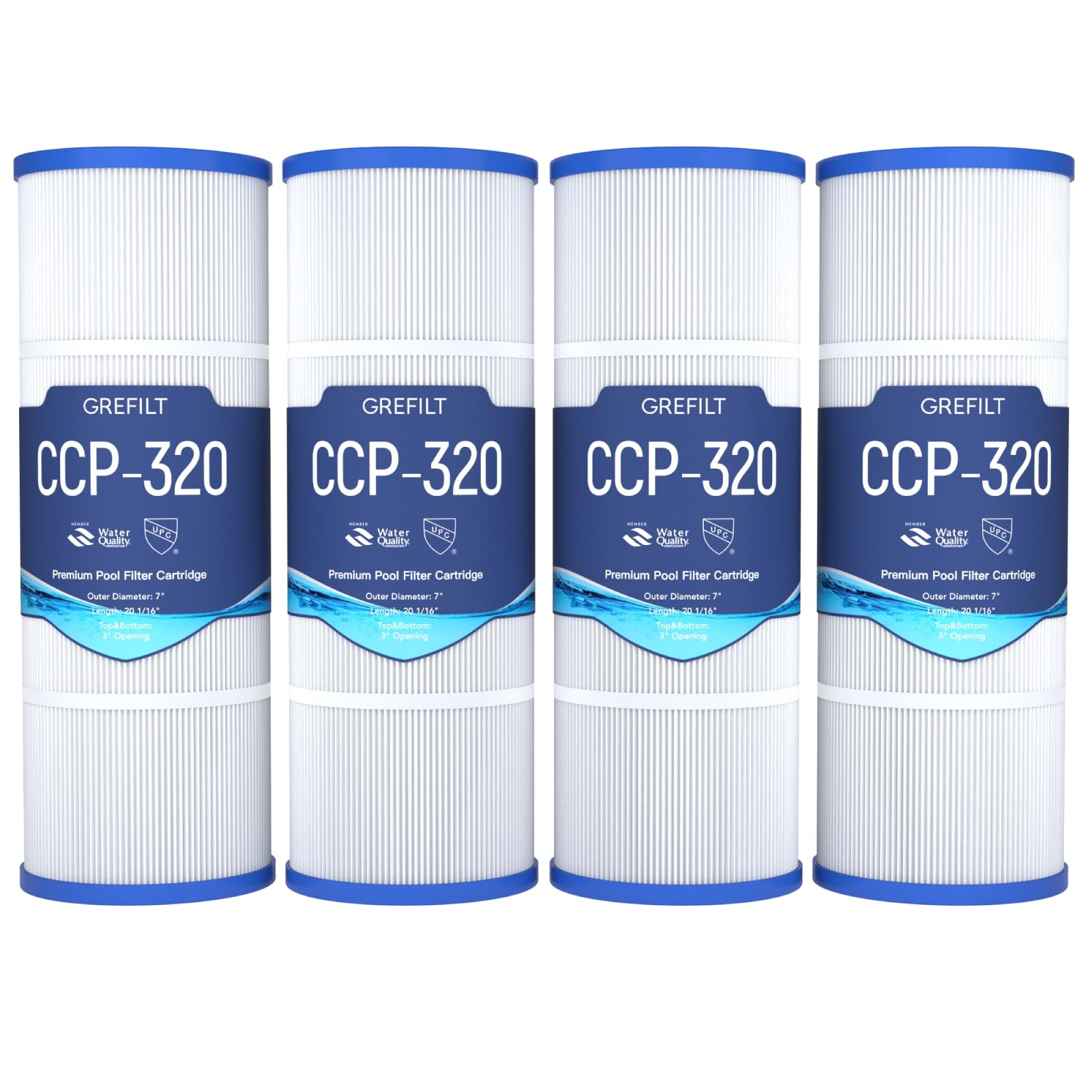 Grefilt 4-Pack CCP320 Pool Filter Cartridges, Compatible with Pentair Clean & Clear Plus 320, Replaces Pentair R173573, Pleatco PCC80-PAK4, 320 sq.ft