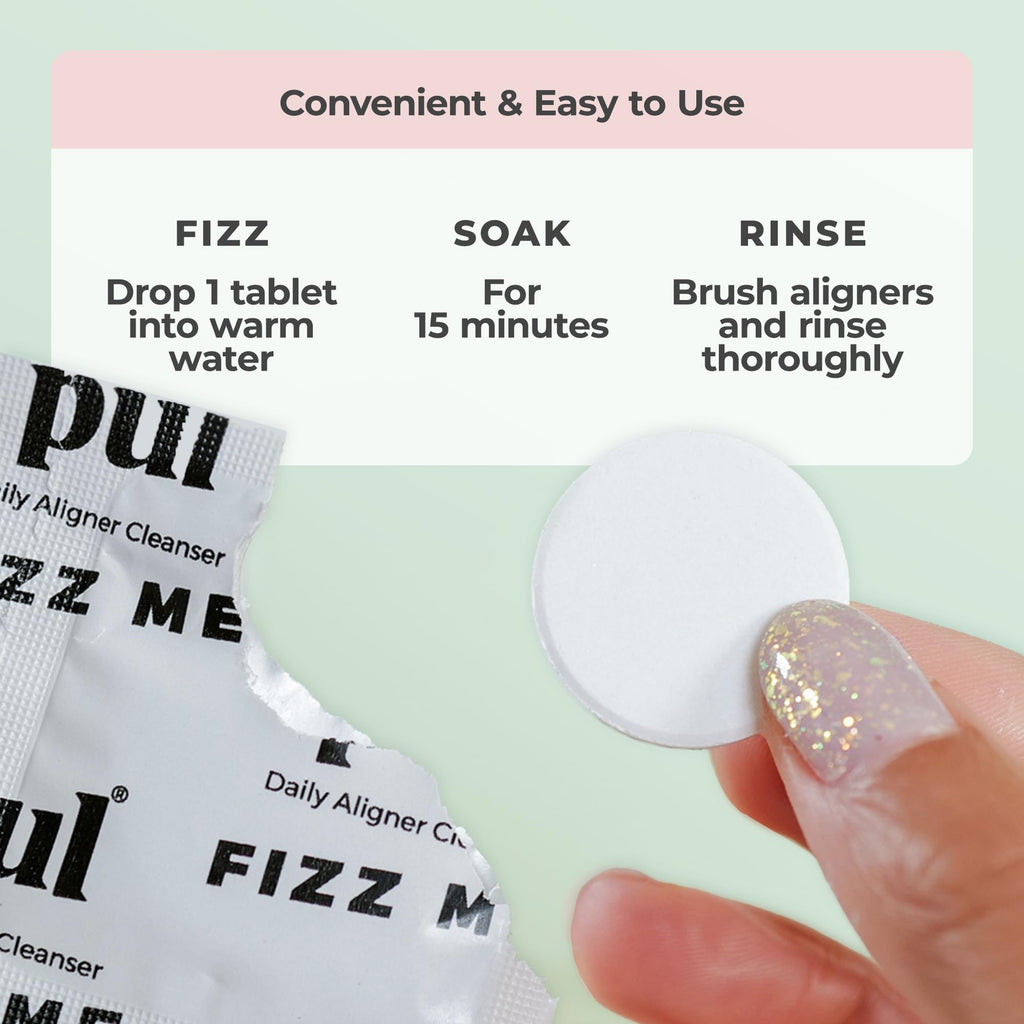 PUL Retainer Cleaner Tablets - Aligner Cleaner for Invisalign and Clear Aligners, Daily Retainer Cleaning Tablets and Denture Cleaner Tablets - Removes Odor, Stains and Plaque - 96 Day Supply