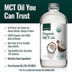 Natural Force Organic MCT Oil – Pure Glass Bottle – Made from 100% Virgin Coconut Oil + Certified Keto, Paleo, Kosher, Vegan & Non-GMO – Lab Tested for Quality and Purity - 16 Ounce