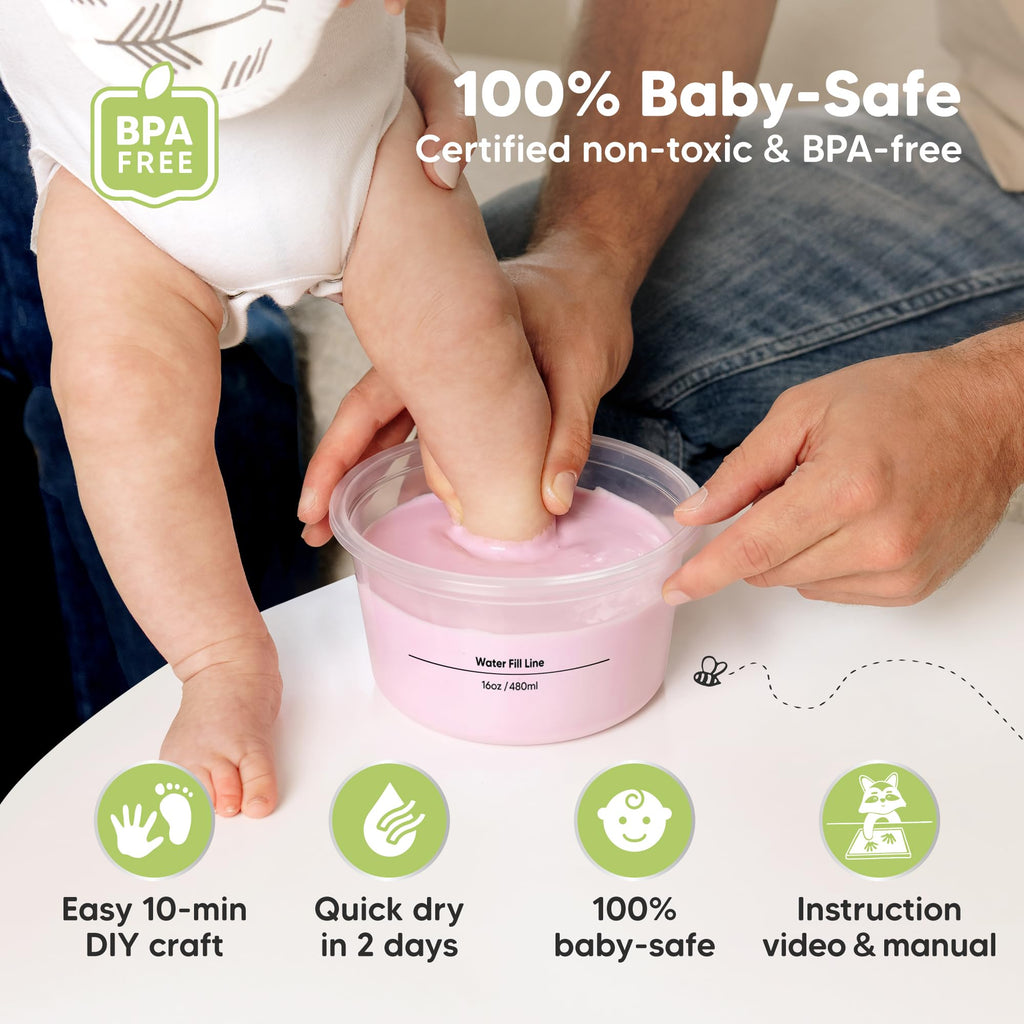 KeaBabies Baby Casting Kit Hands and Feet Mold 3D,Newborn (Round, Ash Wood)