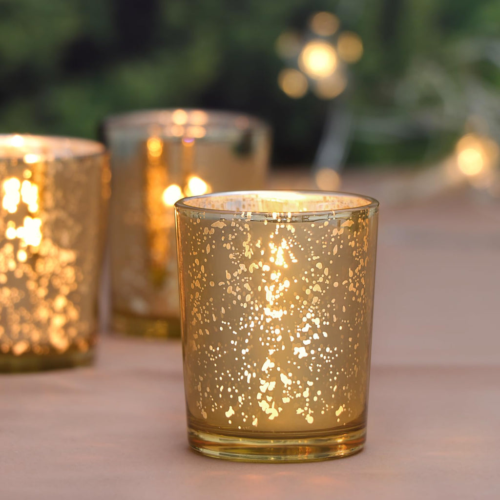 DARJEN 24 Pcs Gold Tea Lights Candles Holders for Wedding Centerpieces
