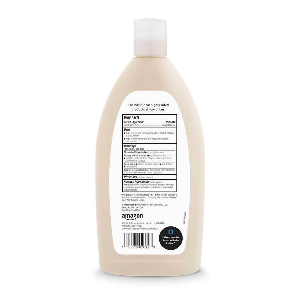 Amazon Basics Daily Moisturizing Oatmeal Body Lotion, Fragrance Free, Non-Comedogenic, Soothing Skin Protectant Moisturizer, 18 Fl Oz (Pack of 6) (Previously Solimo)