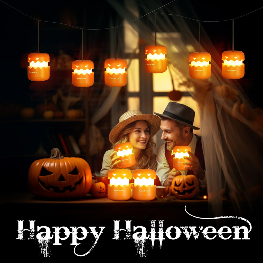 EverBrite 6-Pack Halloween Pumpkin Lantern, Collapsible Jack O Lantern