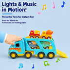 Veslier Toy Trucks for 2 3 4 5Years Old,Construction Transpor Trucks for Toddlers 2-4 Years with 4 Pull Back Cars for Toddlers 2-4,Christmas Birthday Gift for 18M+ 2 3 4 5 Years Old Kids Boys Girls.