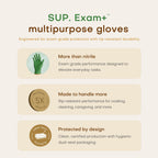 SUP Powder-Free Nitrile Exam Gloves, 100 Count Food Safe Latex-Free Disposable Gloves for Medical Cooking Household Cleaning Food Prep, Green (Medium)