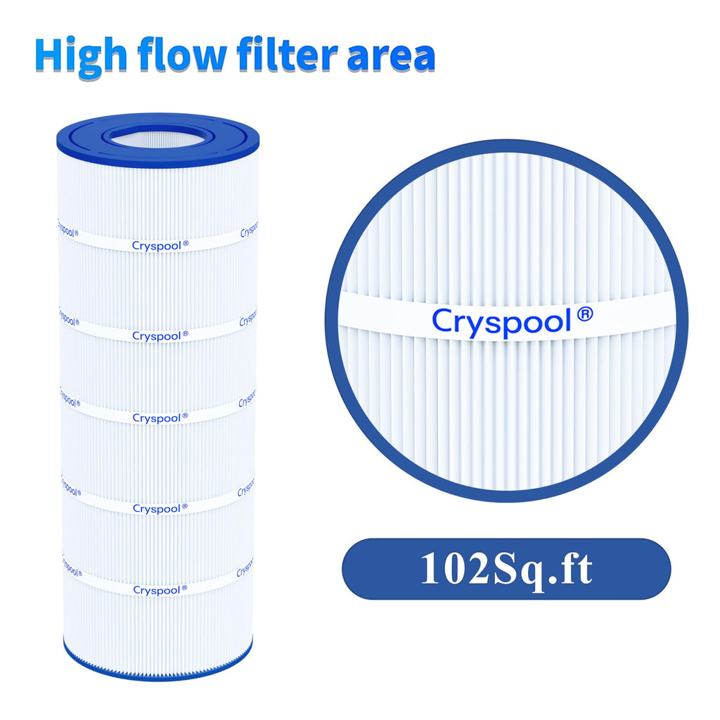 Cryspool® 08032 Filter Compatible with UHD-SR100, Flo WC108-58S2X, 100TX, 100TXR, T-100TX, T-100TXR, Posi-Flo II PTM100, PSR100, FC-2550, 102 Sq. Ft Pool Filter Cartridge, 1 Pack