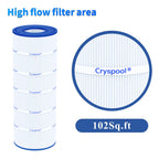 Cryspool® 08032 Filter Compatible with UHD-SR100, Flo WC108-58S2X, 100TX, 100TXR, T-100TX, T-100TXR, Posi-Flo II PTM100, PSR100, FC-2550, 102 Sq. Ft Pool Filter Cartridge, 1 Pack
