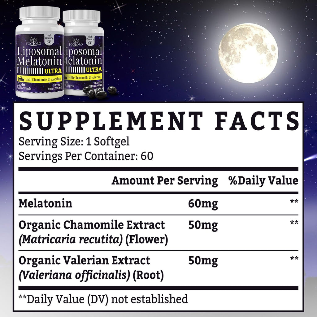 Fogoro Melatonin 60mg-Fall Asleep Faster, Stay Asleep Longer,High Dose