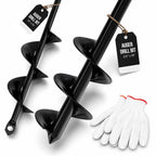 2pk Auger Drill Bit for Planting with Gloves (1.6 x 16 Inch & 3.5 x 16 Inch Set) - Heavy Duty Garden Spiral and Bulb Planter Tool for Digging Holes - Compatible with 3/8 Inch Hex Drive