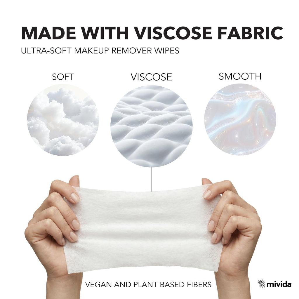 mivida 100 Count Hypoallergenic Individually Wrapped Makeup Remover Wipes with Vitamin E | Dermatologist Tested | Alcohol-Free, Fragrance-Free makeup remover wipes individually wrapped
