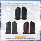 Alepo Genuine Sheepskin Leather Gloves For Men, Winter Warm Touchscreen Texting Cashmere Lined Driving Motorcycle Gloves (Army-S)