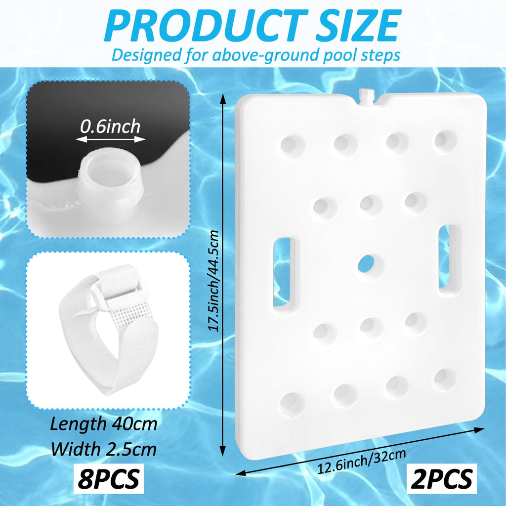 2 PCS Swimming Pool Ladder Weights, Universal Water Sand Anchors Bin Stabilizers with 8 Adjustable Straps Sturdy Pool Weights for Above Ground or Inside Pools Easy Step System