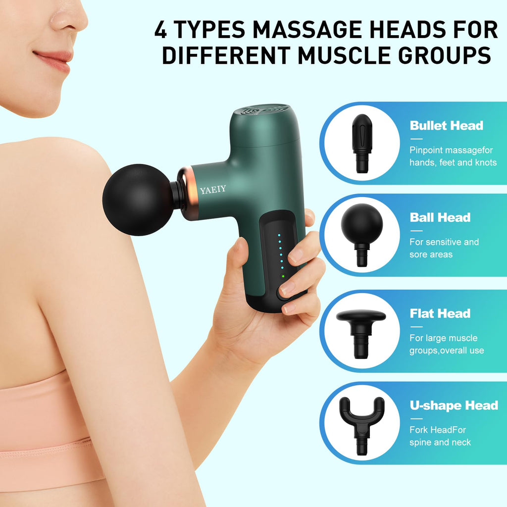 YAEIY Mini Massage Gun, Portable Massage Gun for Deep Tissue Muscle, Handheld Small Massage Gun, Compact Powerful Massager with Case for Travel, Athletes,Office Gifts, Black