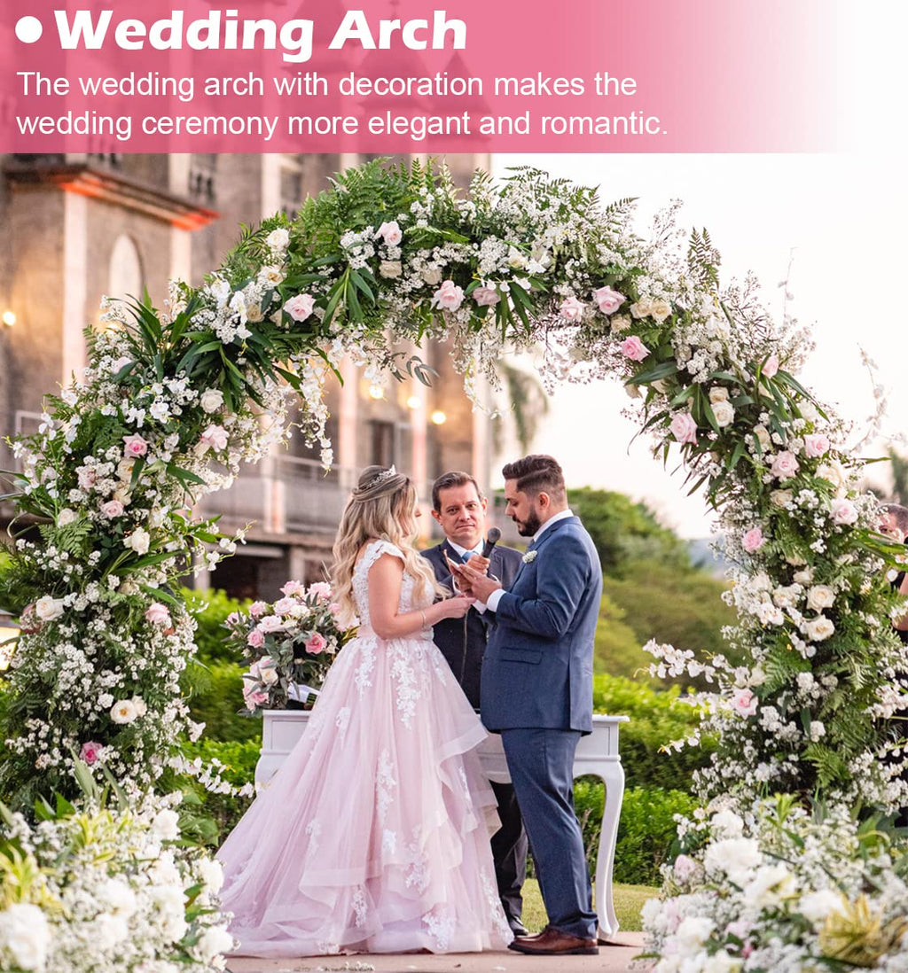 Queension Extra Large Wedding Arch for Ceremony 8.5Ft Wide 7.4Ft High for Large Space, Metal Arches Backdrop Stand with Ground Stakes and Sandbags for Party Supplies, Garden Trellis, Gold