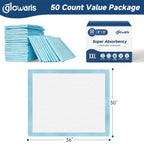 50 Count 30” x 36” XXL Disposable Underpads, Super Absorbent Leakproof Quick Drying, Baby Puppy & Adults Bed Pads Disposable Adult, Dog Pee Pads Extra Large, Incontinence Bed Pads
