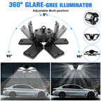 Aoretic LED Garage Lights 2 Pack -180W, 18000LM 6500K Led Shop Light with 6+1 Deformable Panels, Basement Barn Light Garages Ceiling Lights, E26/E27 for Garage, Warehouse, Shop, Basement