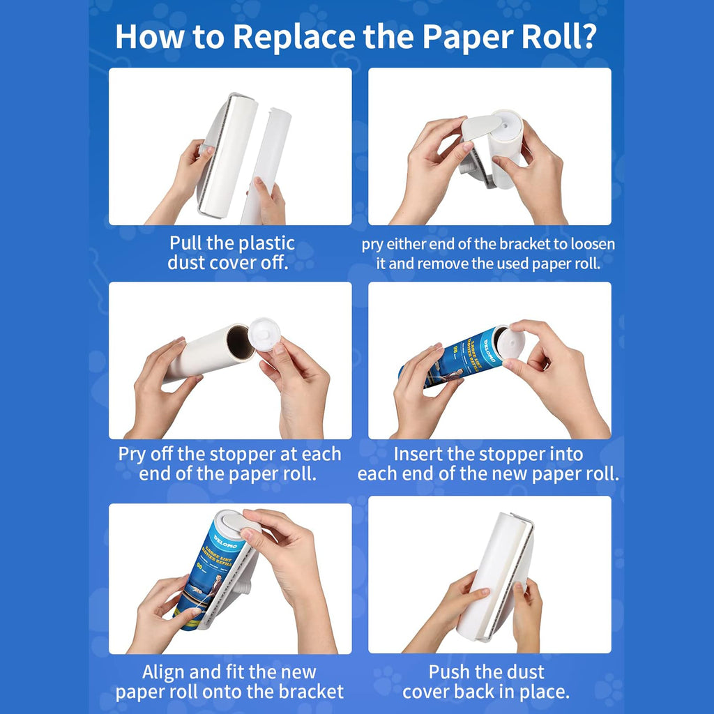 DELOMO Large Lint Roller Refills (6 Pack, 540 Sheets) – Compatible Only with DELOMO 9.45 in Giant Lint Roller – Extra Sticky Floor Lint Roller Refill for Carpets, Beds, Couches, Cars & Pet Hair