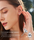 "STUNNING FLAME" 18K White Gold Plated 925 Sterling Silver Cubic Zirconia Pear Cut Stud Earrings | Teardrop CZ Studs for Women（Pear，6）