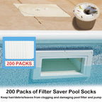 chicarry 200 Pack Pool Skimmer Socks, Reusable Pool Socks for Skimmer Basket, Skimmer Socks for Above Ground & Inground Pool (200 Pack)