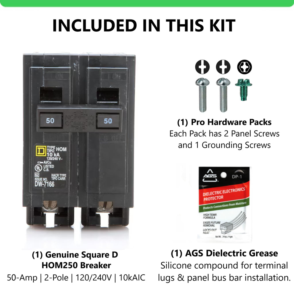 FalconSupply Genuine Square D HOM250 50 Amp Double Pole Circuit Breaker Kit