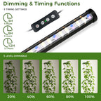 JarryStart Grow Lights for Indoor Plants with Timer, 192 LEDs 42W Vertical Full Spectrum Grow Light 65 Inch Standing Grow Lights 3 Light Modes 5-Level Dimmable Wide Coverage